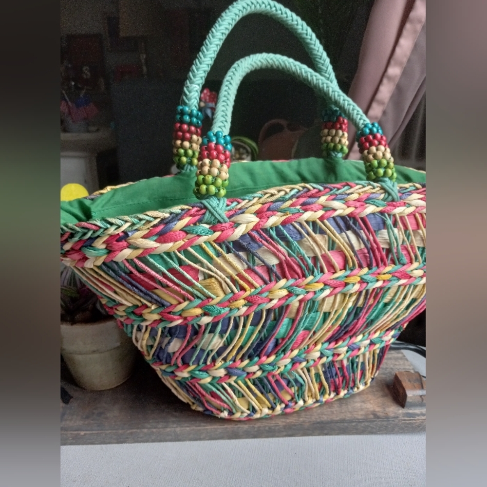 Sun And Sand Colorful Woven Tote Bag